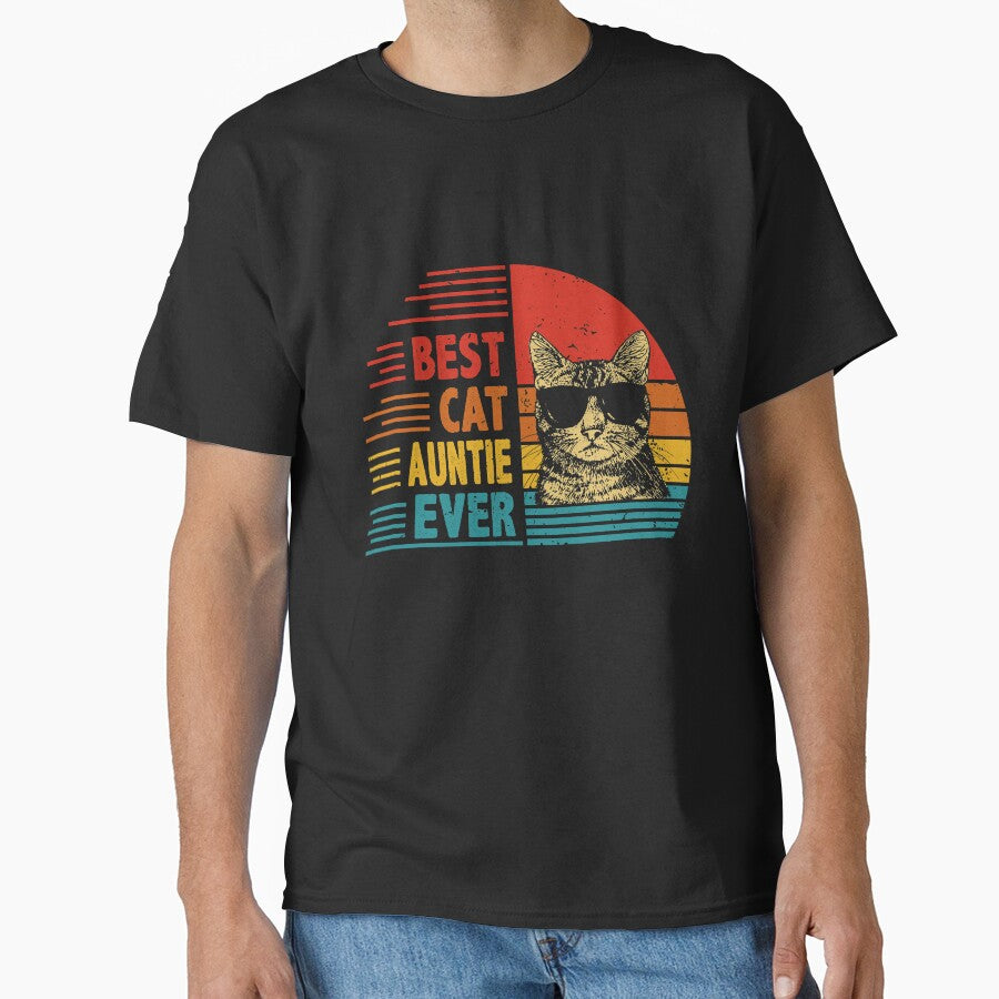 Vintage Retro Best Cat Auntie Ever Funny Cat Lover Mother's Day Gift by EdwinaEmmanoiCo