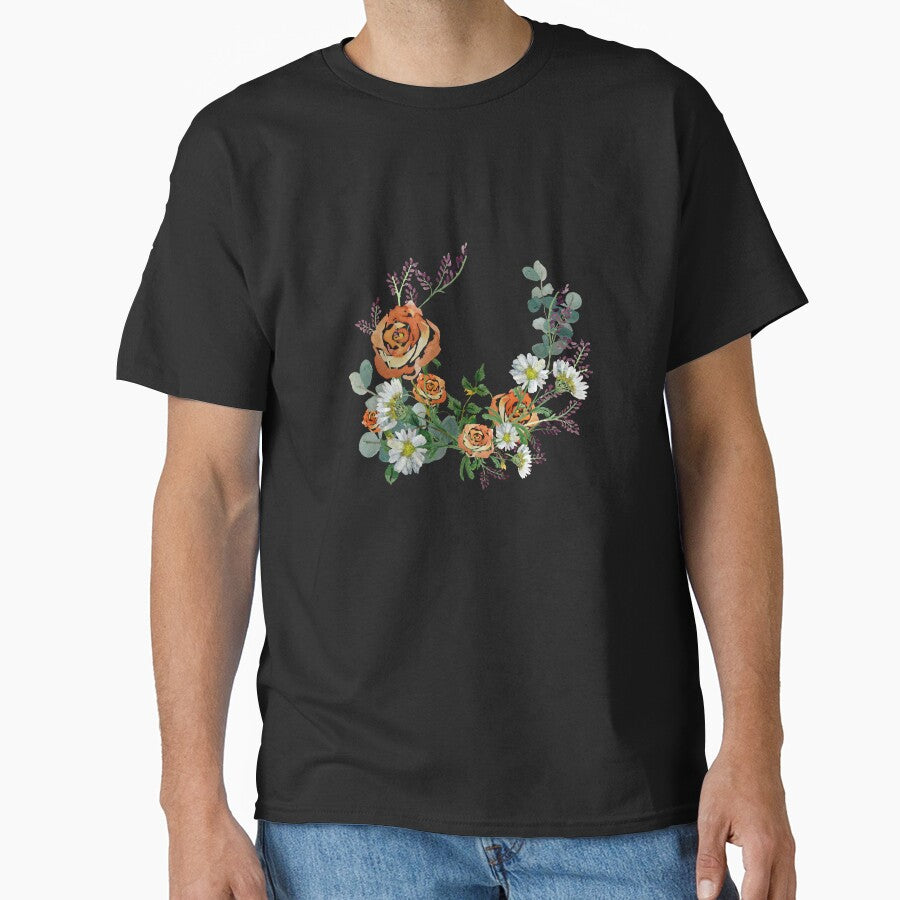 Flower rose daisy branch design a watercolor black by Yana Mustafina | Boho Soulful Designs