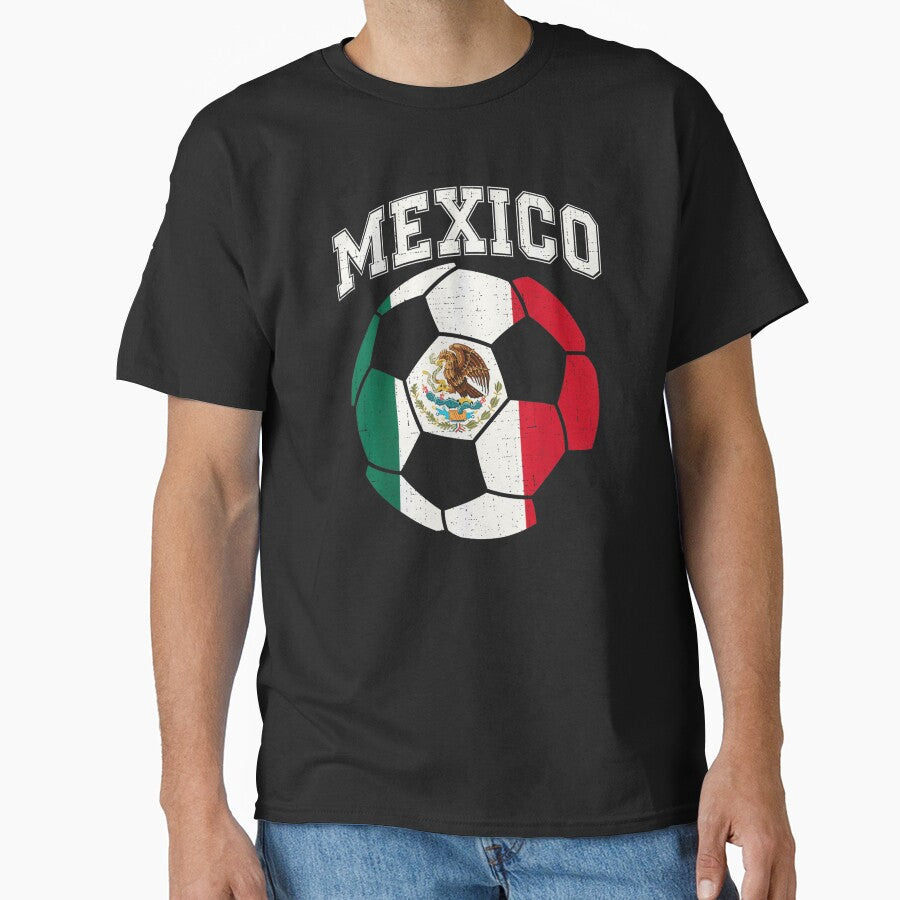 Vintage Distressed Mexico Soccer Ball National Flag Football Sports Fan Merch by EricCotanori