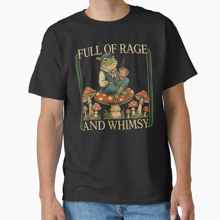 Full Of Rage And Whimsy Retro Cottagecore Frog With Coffee Mushroom Frog by Masaw