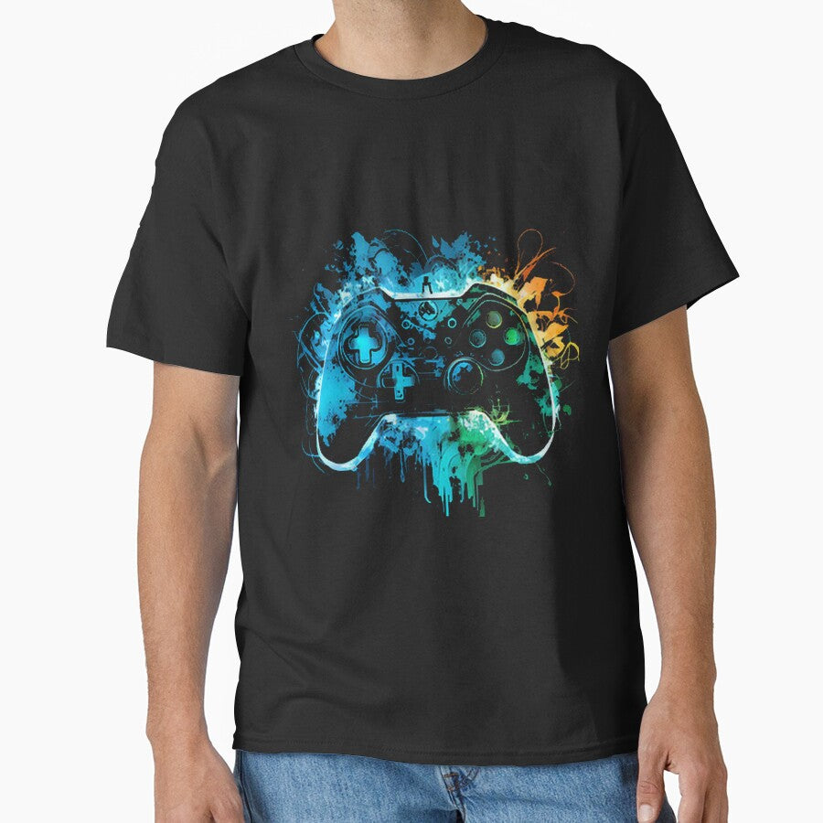 Neon Gaming Controller Splash Art Design by Daisy Doodles