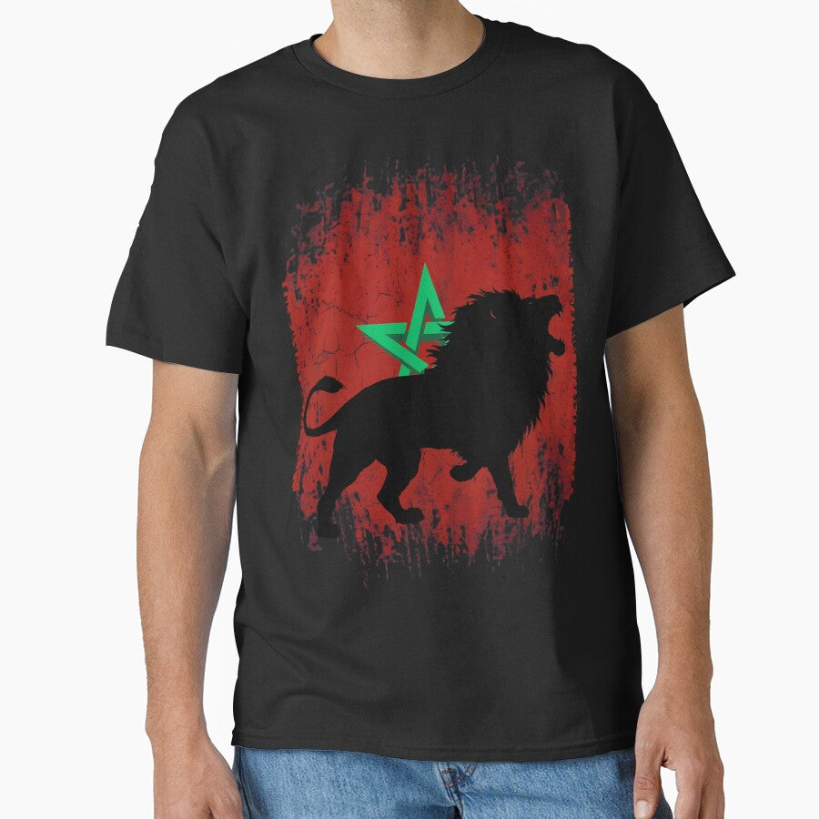 Moroccan Lion Patriotic Flag Heritage Distressed by Majnon8bp