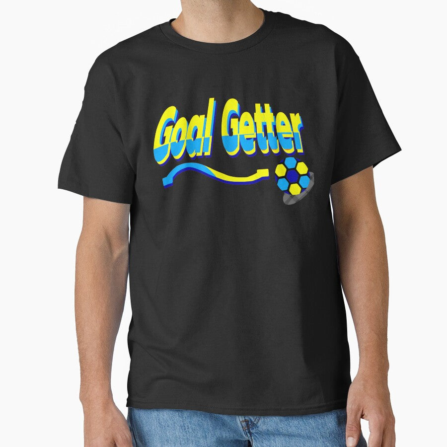 Goal Getter Blue-Yellow 3D Soccer Text with Football and Swoosh by MigWhimsy