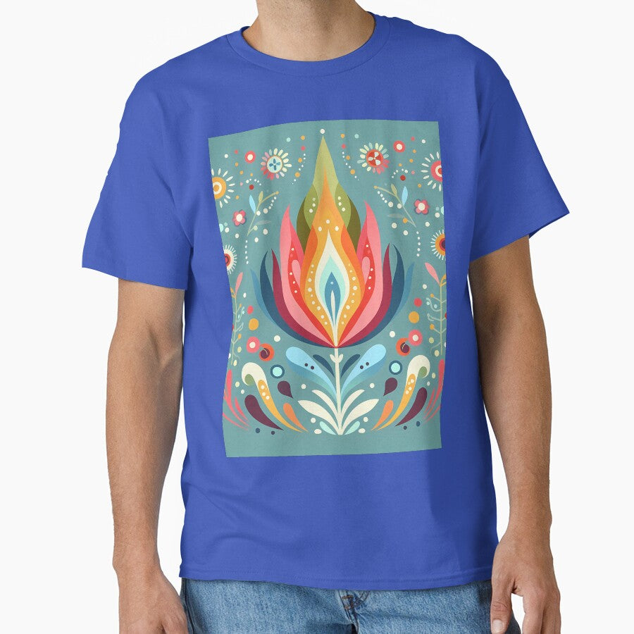Vibrant Abstract Floral Flame Motif - Scandinavian Folk Art by heidiannemorris © by FOLK ART FUSION by heidiannemorris
