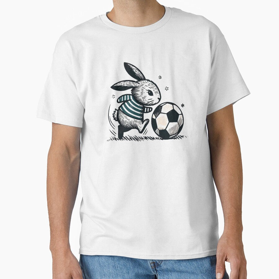 Easter Bunny Soccer PLayer - Minimalist Animal Art by BeaverFriends