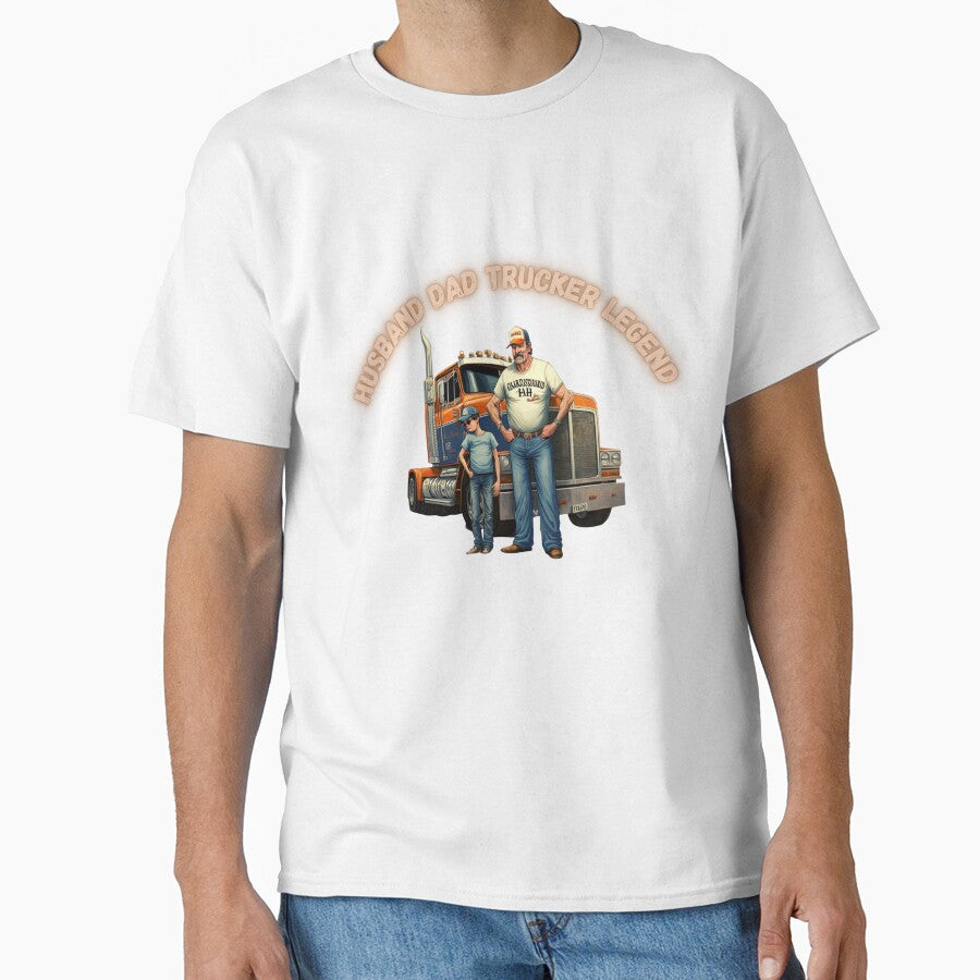Trucking Legacy: Husband Dad Trucker Legend Cartoon Design by Robo-toons