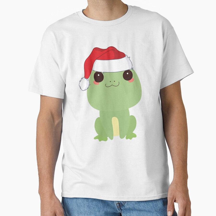 Cute frog in a Santa Hat.  Cottagecore Christmas frog by HopItStudio