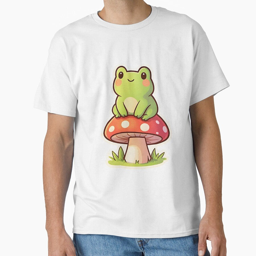 Cute Frog on Mushroom Cottagecore Aesthetic Sticker by Mini Stickers store