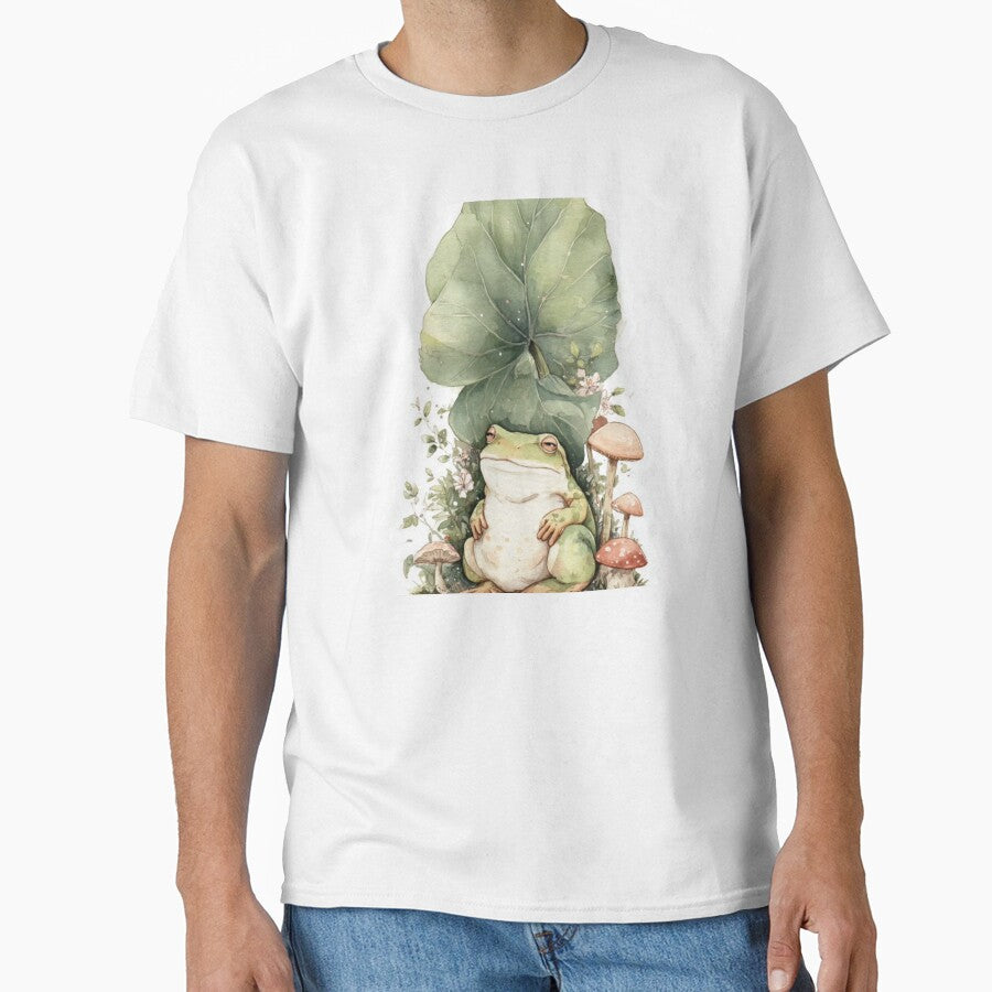 Cottagecore Frog Under Leaf by Cozy Chaos Studio Co