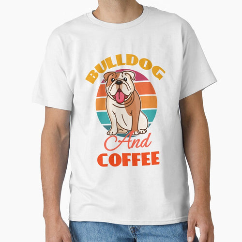 Bulldog And Coffee Dog puppy Lover Cute Sunser Retro Funny by Meteor77