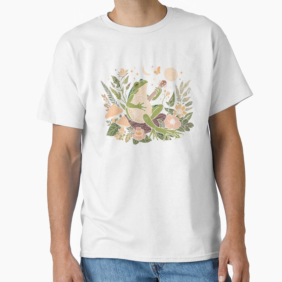 Cottagcore Aesthetic Frog Playing Guitar Banjo Graphic by sanadkarmakar