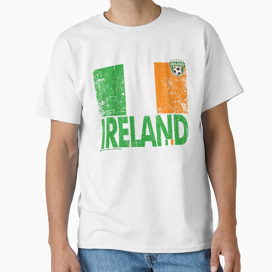 DISTRESSED IRELAND IRISH FLAG, SOCCER SAINT PATRICK'S DAY DESIGN GREEN FONT by Teeshirthustle