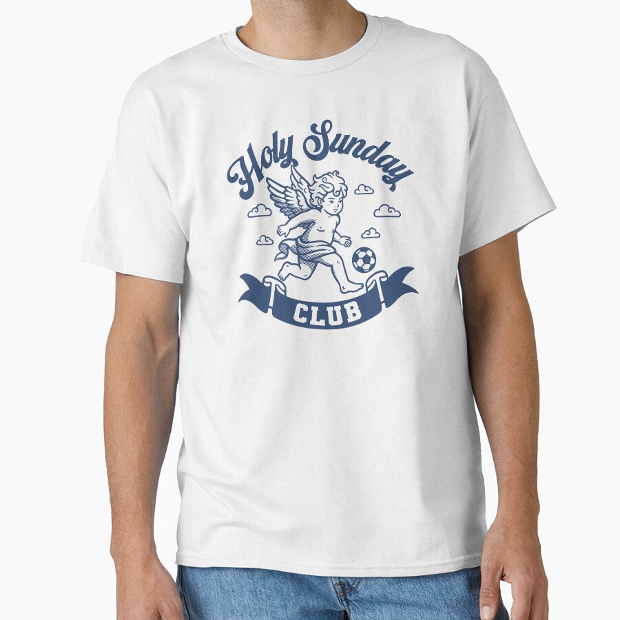 Holy Sunday Club - Vintage Minimalist Soccer Cherub Art by NemiMakeit
