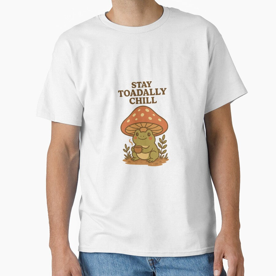 Cute Frog and Mushroom Cottagecore Aesthetic Shirt Sticker by ChuckleCo