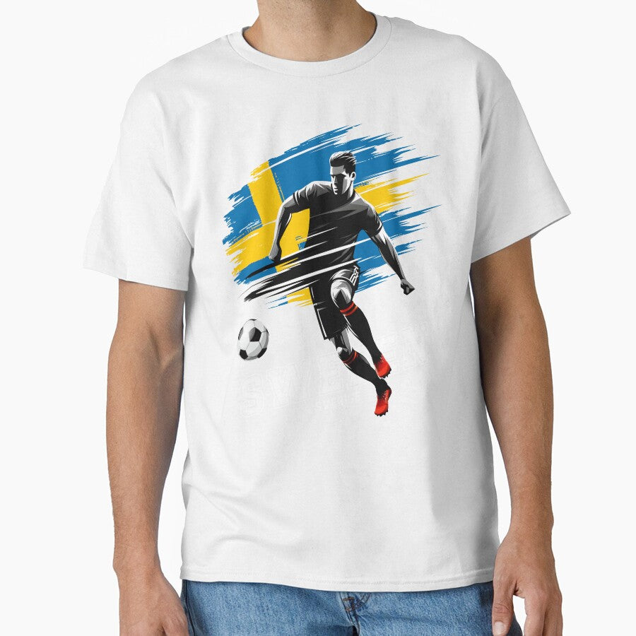 Football Soccer Sweden Swedish Flag Player Grunge Silhouette by Infinitee8hirts