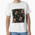 Dahlia palm flower pattern a watercolor black by Yana Mustafina | Boho Soulful Designs