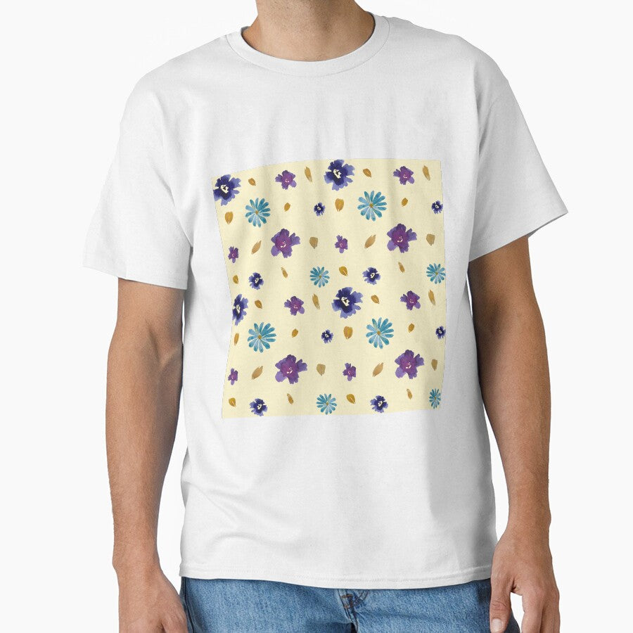 Viola daisy peony petal beige pattern watercolor by Yana Mustafina | Boho Soulful Designs
