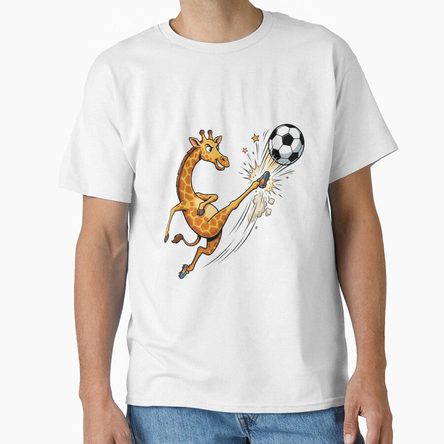 Funny Giraffe Kicking Soccer Ball Cartoon Art by rich-moda