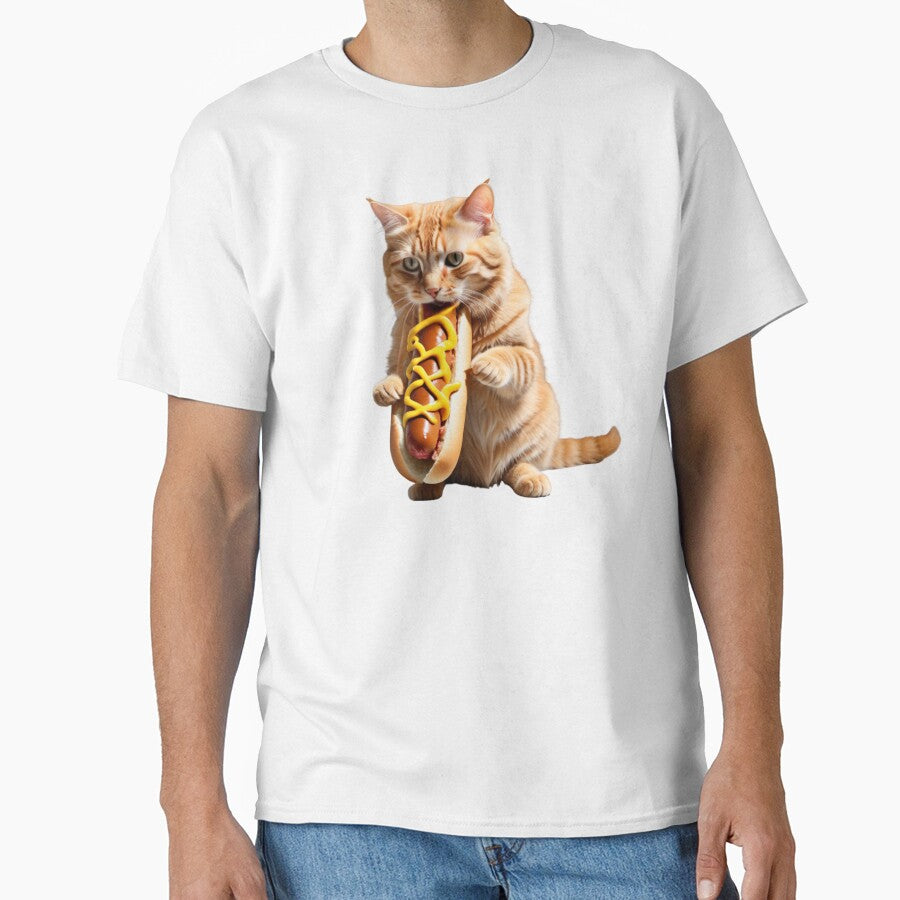 Funny Food Lover Foodie Hotdog Hungry Cat by LEILA ART SPACE