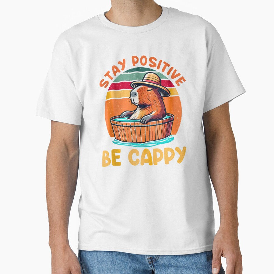 Stay Positive Be Capybara – Cute & Chill Animal Motivation Vintage Retro by Mohamed Amine Kadri