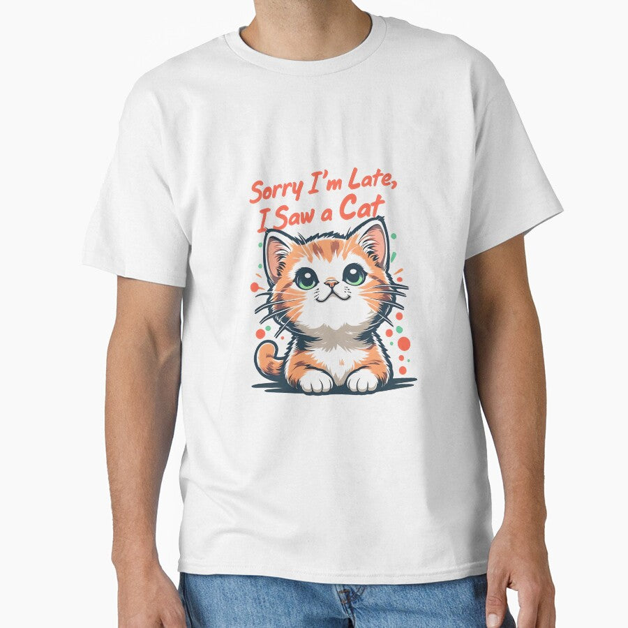 Sorry I'm Late, I Saw A Cat Design by TinyTyrantCo