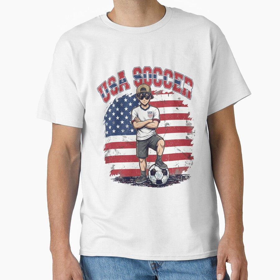 Anime Soccer Player USA Flag - Patriotic Striker Graphic by lamiarte