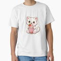 Cute Cat Drinking Strawberry Milkshake – Kawaii Cat Boba Lover Sticker by MrDev