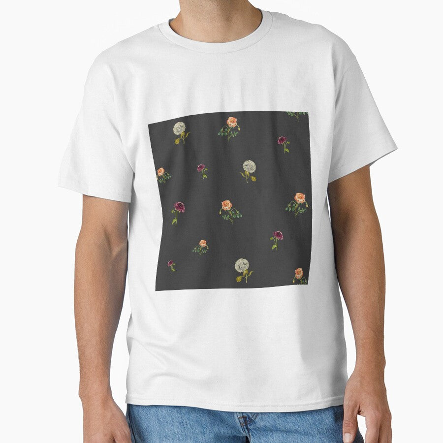 Dahlia hydrangea rose pattern cute a watercolor grey by Yana Mustafina | Boho Soulful Designs