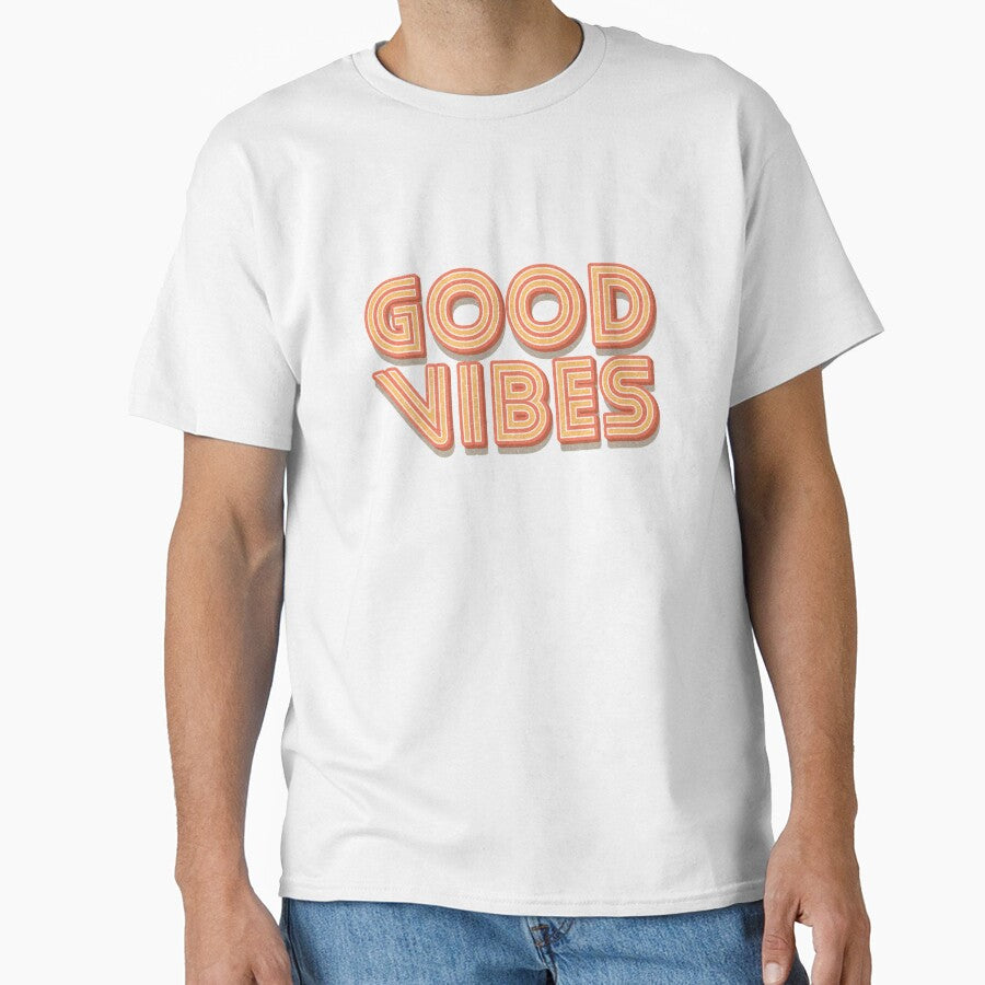 Orange Red Distressed Stripes 3D Retro Vintage Sans Serif Display Typography Good Vibes Quotes by Cawaiico