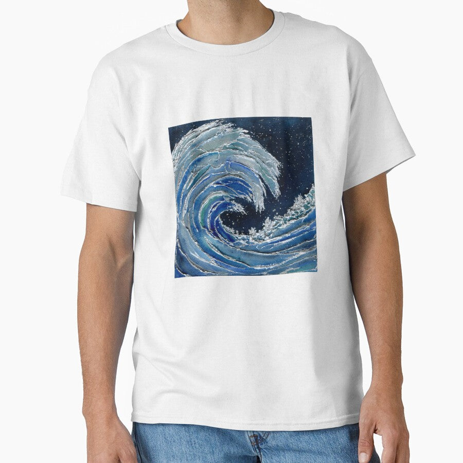 Midnight Surf Blue & Silver Wave 3D Ocean by Cass Harker Studio