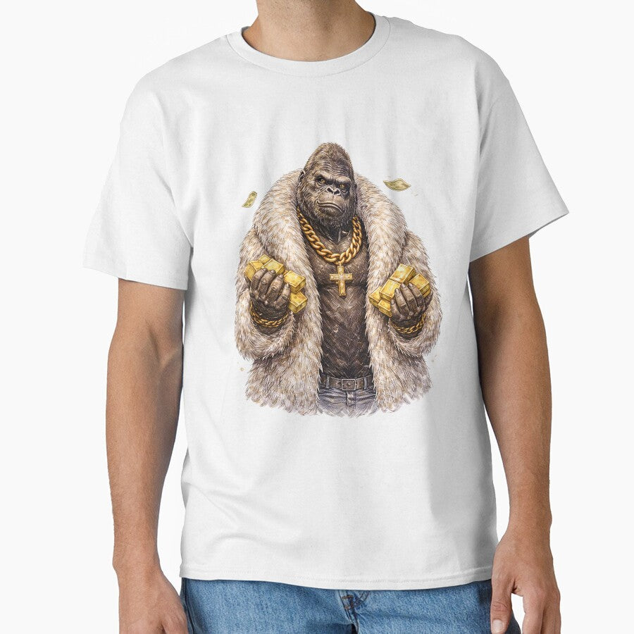 Luxury Gorilla Boss Sticker – Gold Wealth Street Animal Art by Felixuss