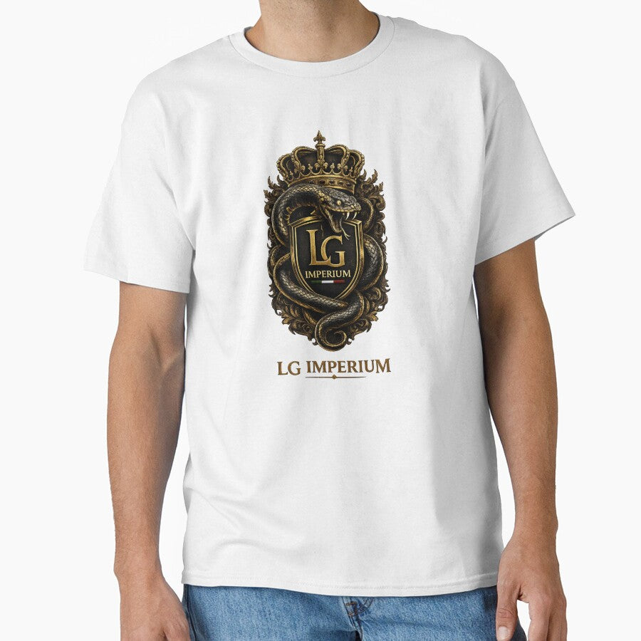 Luxury Snake Crest Shirt, Black Gold Streetwear Tee, Royal Serpent Graphic, Premium Urban Fashion, LG Imperium by Falcoreale