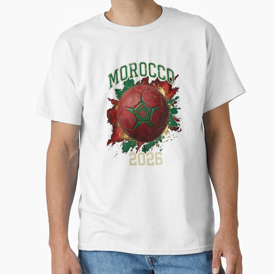Morocco 2026 Flag Paint Splash Soccer Ball by Imaginationbeyond