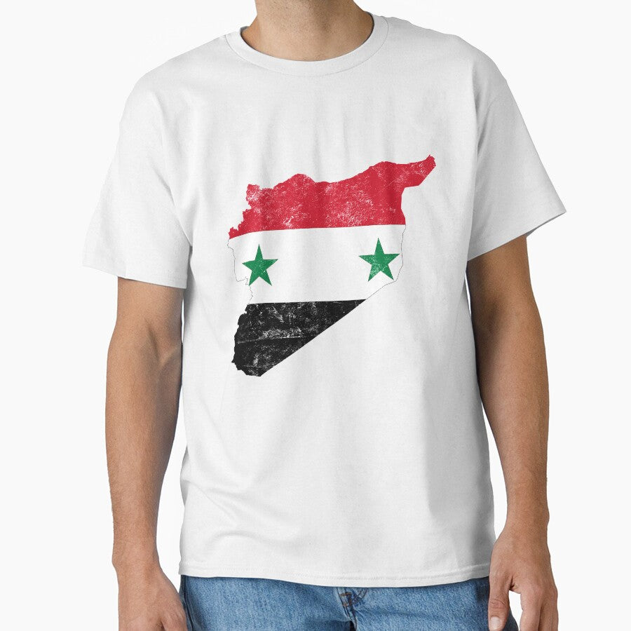 Syria Flag Map tshirt distressed vintage by farhanhafeez