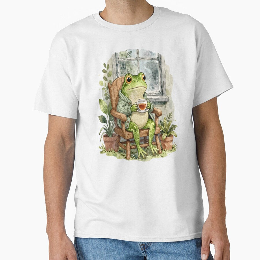 Cottagecore Frog Portrait — Teacup & Cardigan Art by sooperstore