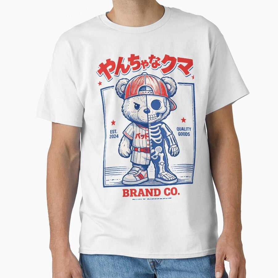 31 Cute Chibi Bear Skull  Batter Tee Kawaii Yancha na Kuma Mischievous Bear by KUMAINK