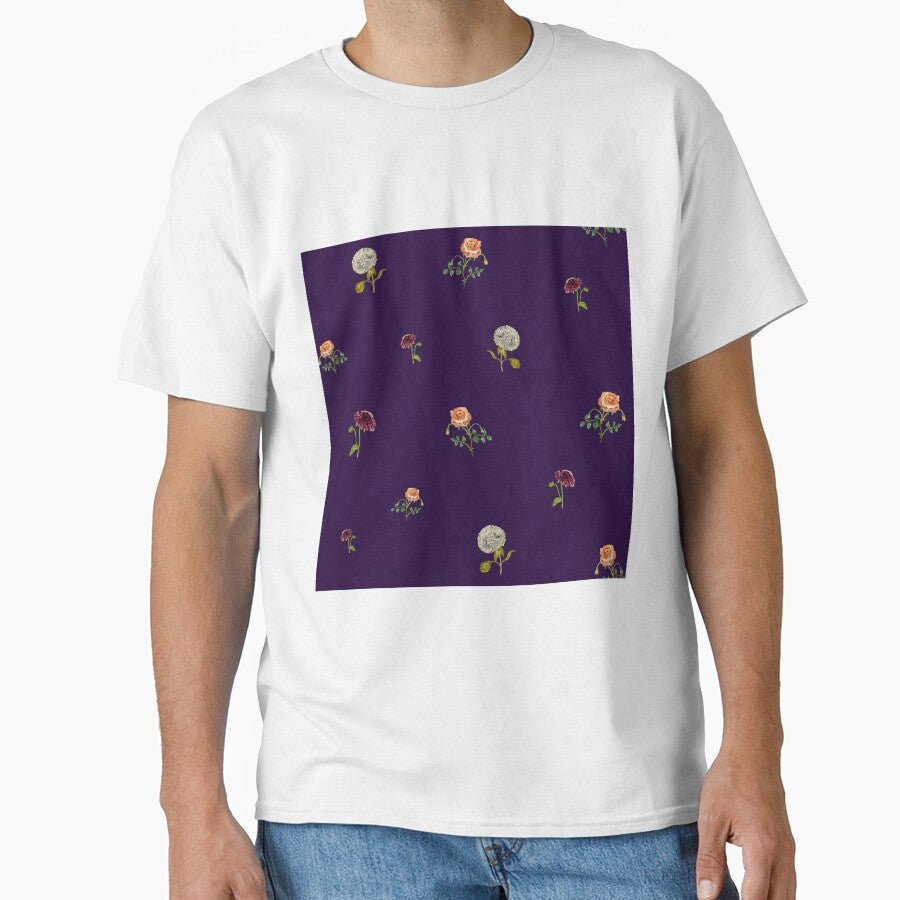 Dahlia hydrangea rose pattern cute a watercolor violet by Yana Mustafina | Boho Soulful Designs