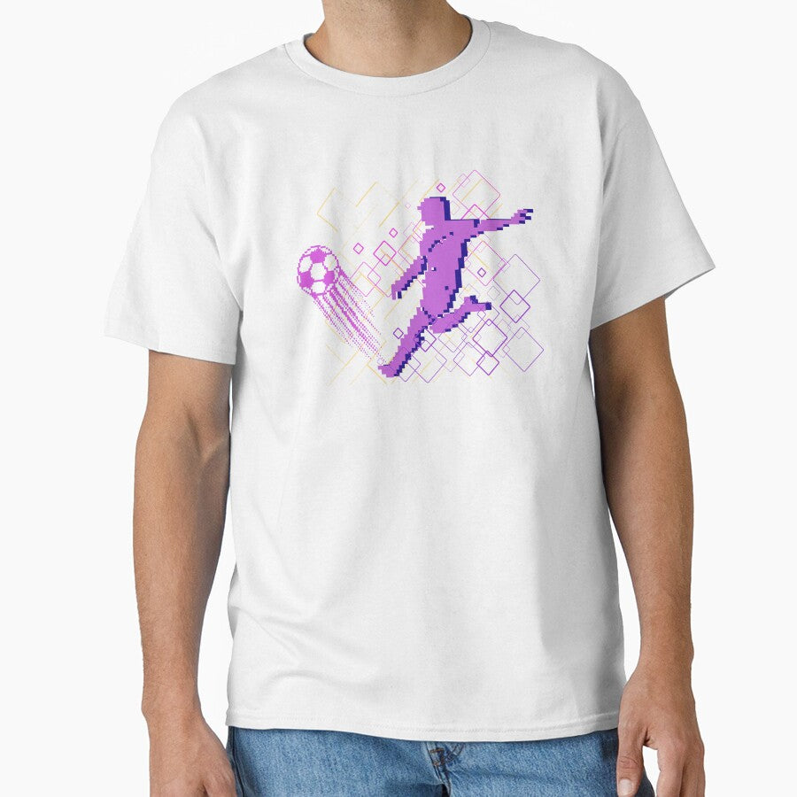 Retro Soccer Pixel Art - 90s Arcade Synthwave Football Graphic - Purple Edition by SunandShade