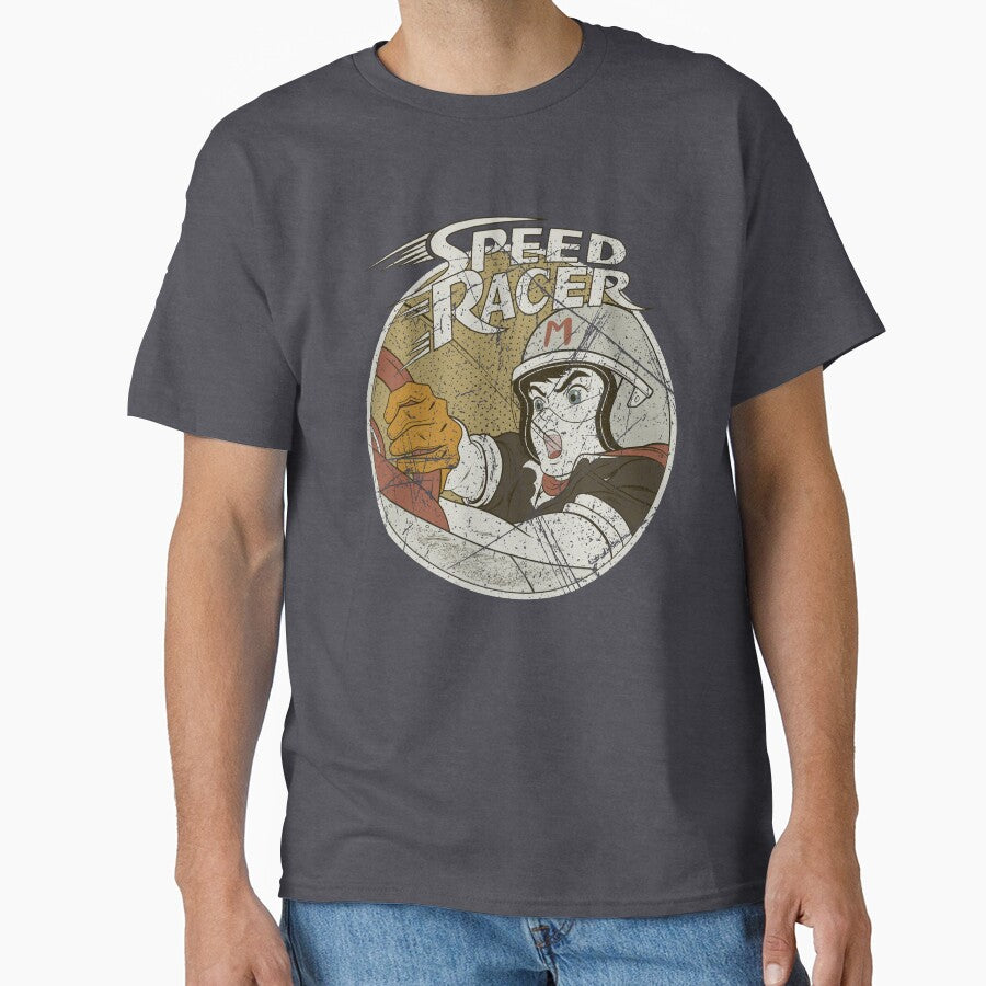 Vintage Speed Racer Distressed Circle Tee | Retro 60s Anime by redwane