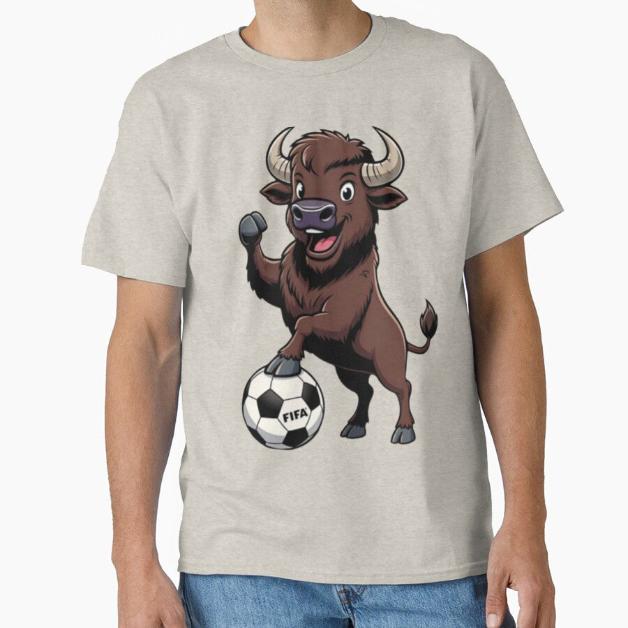 Funny Buffalo Soccer T-Shirt Design by IMOBILYARI