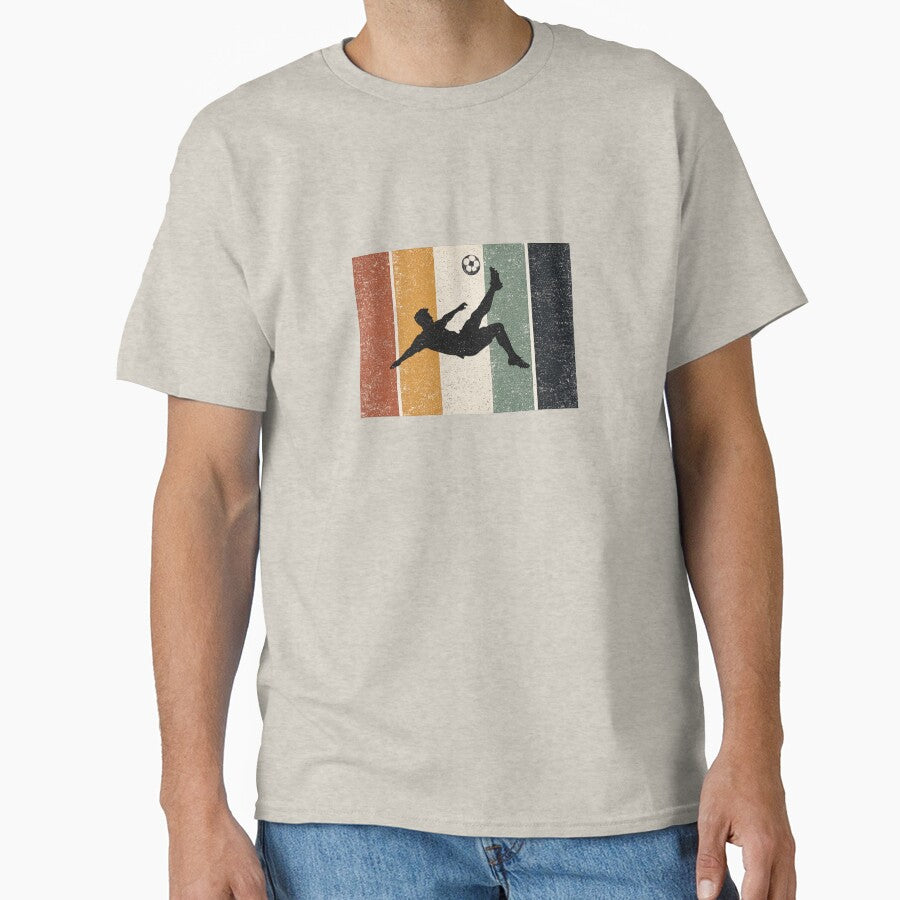 Vintage Soccer Bicycle Kick Retro Football Player Silhouette Graphic Shirt Design by InvictusVault