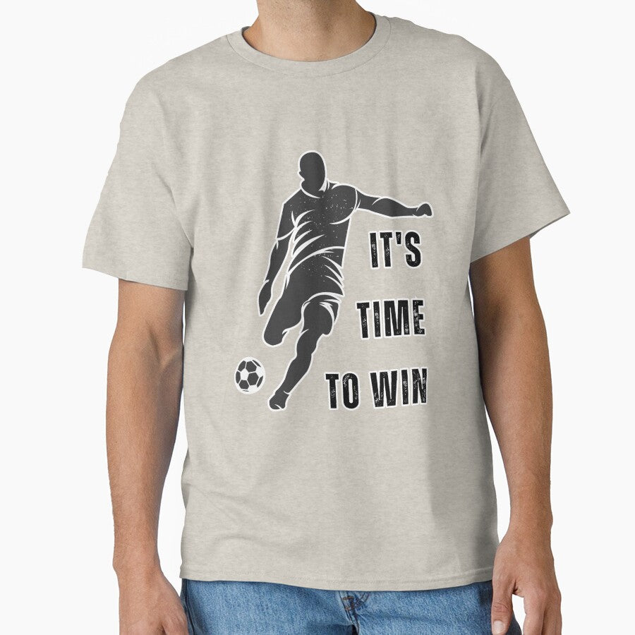 It's Time To Win Soccer Player T-Shirt Football Motivational Gift Grunge Tee by oonproducts
