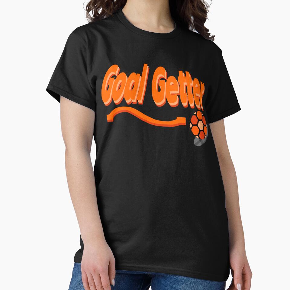 Goal Getter Orange 3D Soccer Text with Football and Swoosh by MigWhimsy