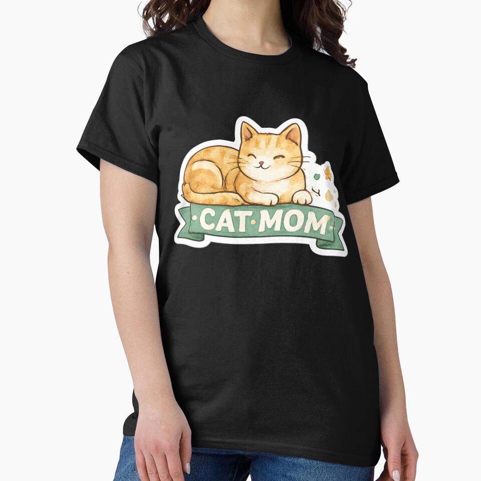 Cat Mom Sticker – Cute Vintage Cat Lover Design with White Outline by BlossomedGlow