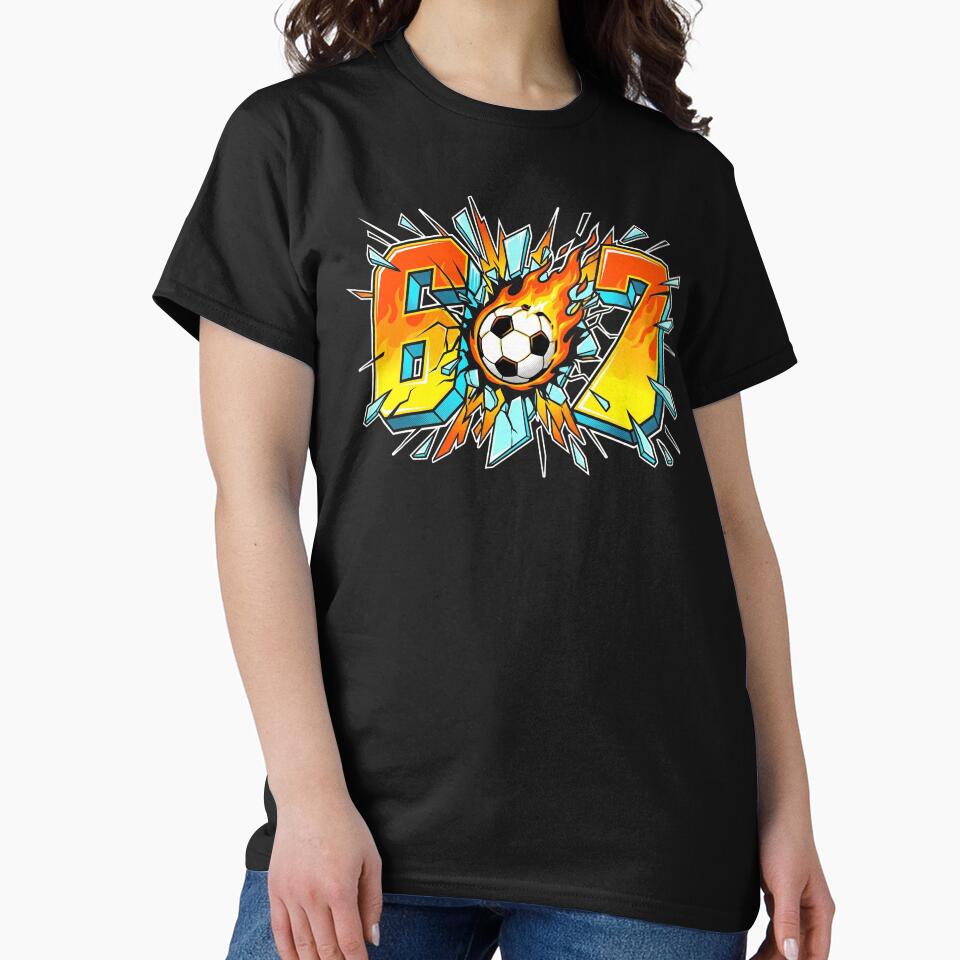 Number 67 Soccer Ball On Fire Shattering Glass Sports Jersey by TeNovaStudio