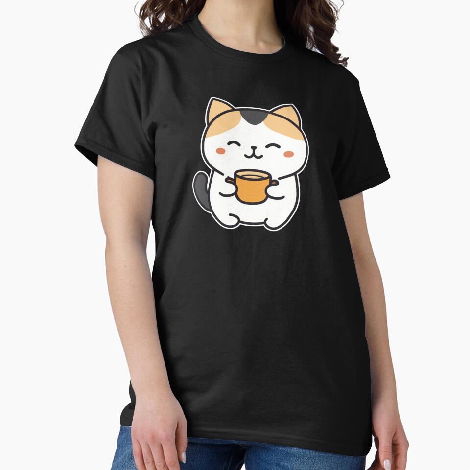 Cute Kawaii cat drinking coffee by NICHARTPRODUCTS