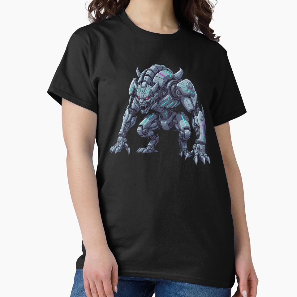 Cyber Mecha Beast – Futuristic Robot Monster Gaming Design by VireonTees