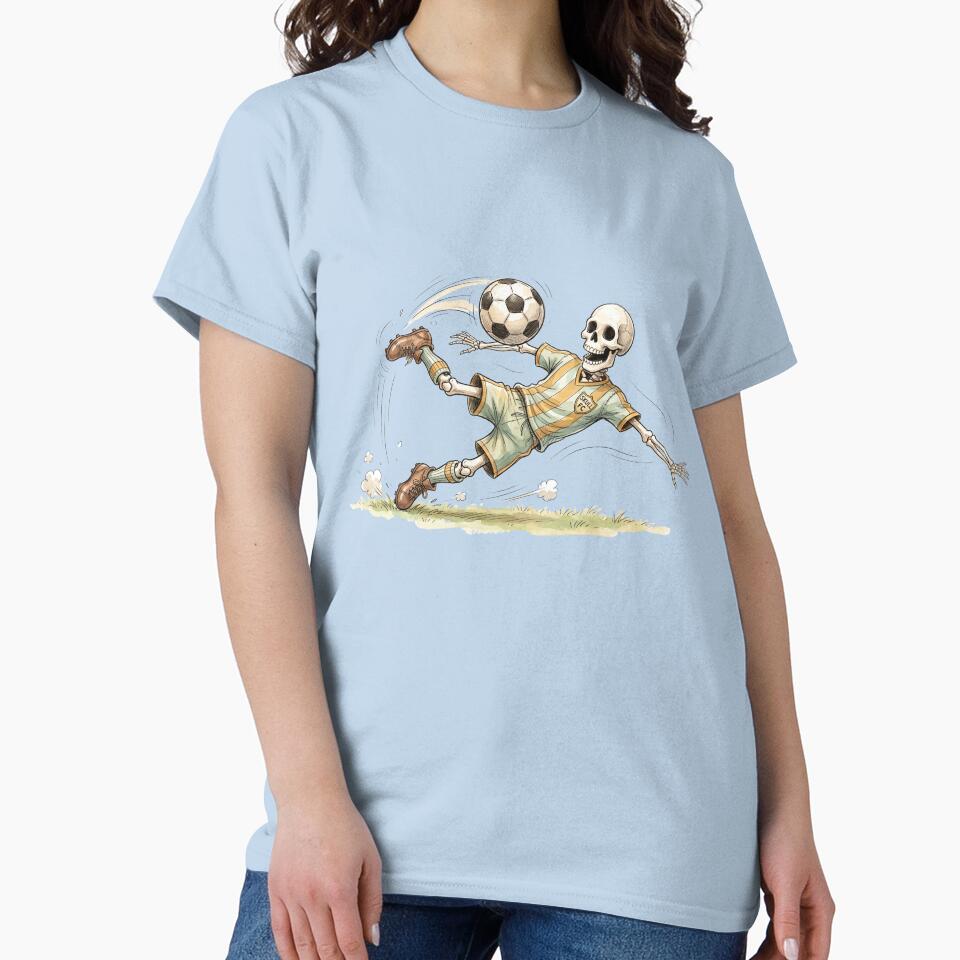 Watercolor Skeleton Soccer Player Diving Volley Kick Art by BreezifyDesignStudio