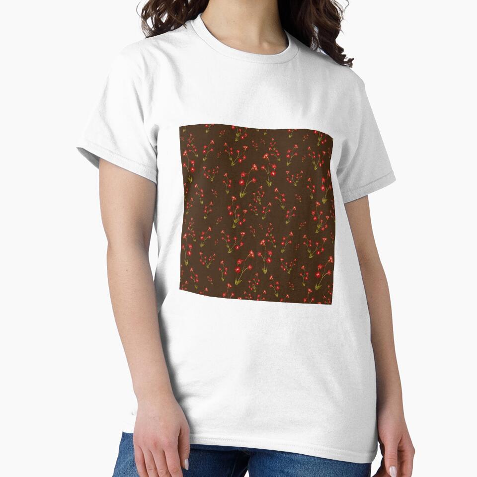 Flower red pattern a cute watercolor illustration red by Yana Mustafina | Boho Soulful Designs