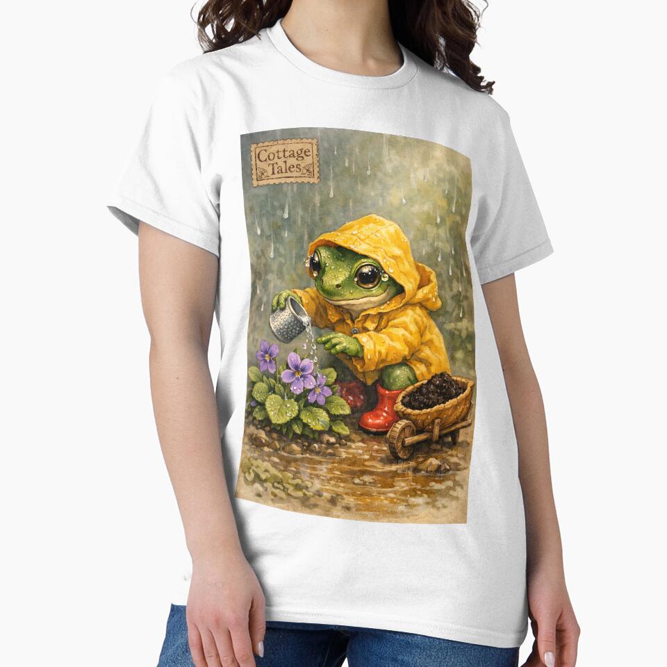 The Rain-Gaiter Gardener - Cottagecore Frog by bapupa